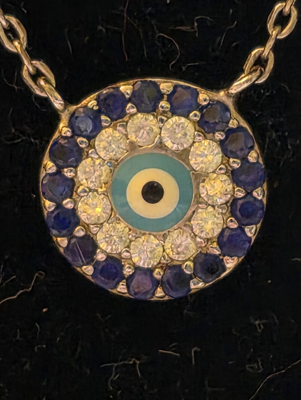 Delicate Blue & White Evil Eye Pendant Necklace - Women's Jewelry 925